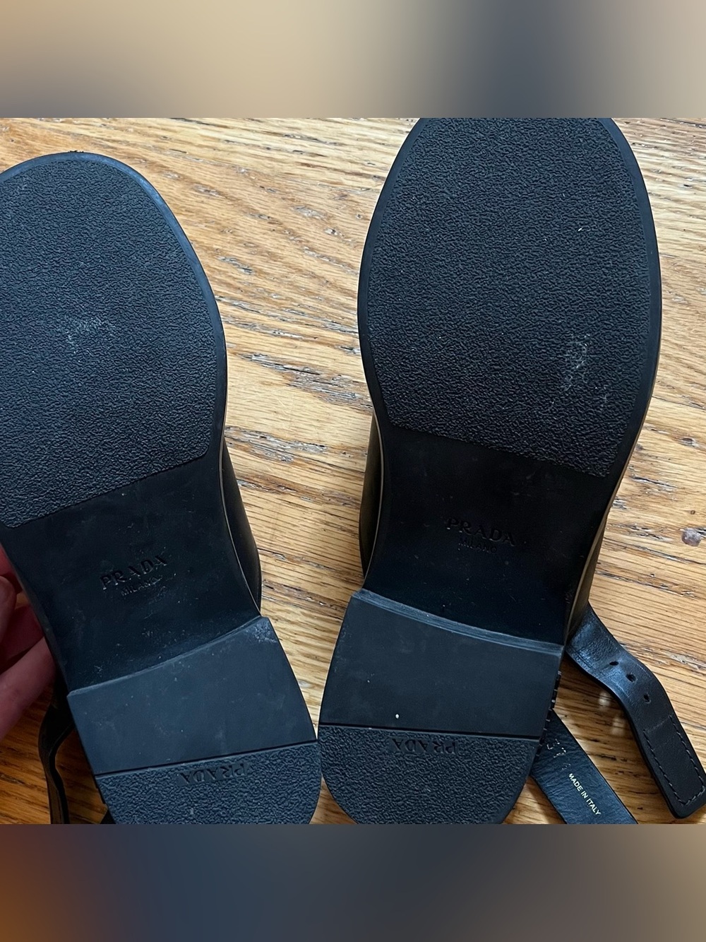 Prada Black Leather Crisscross Slingback Sandals 45mm Women's Size 37.5 7.5 - Picture 16 of 16